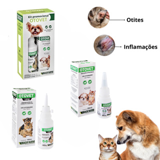 Remédio para Ouvido Otite Cães e Gatos Limpeza e Tratamento Infecções Otovet Biofarm em Oferta na Shopee