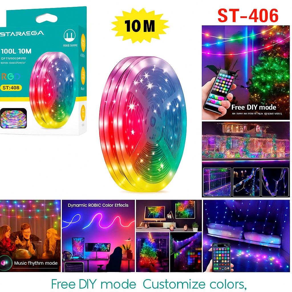 Fita LED RGB Digital com Controle, 133 Efeitos, Bivolt 12V, 5m à Prova d'Água, Múltiplo Efeitos