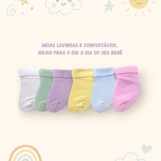 Kit 3 Pares de Meias Lisa Bebê RN Recém Nascido Maternidade Enxoval em Oferta na Shopee