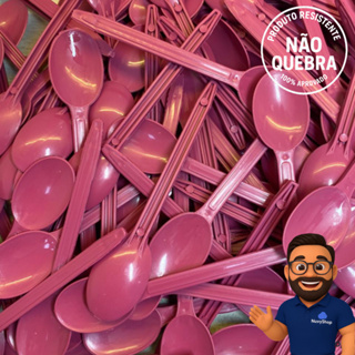 1000 UNI Colher Inquebrável Rosa para Festas Sobremesa Sorvete Bolo Açai 13 cm. em Oferta na Shopee