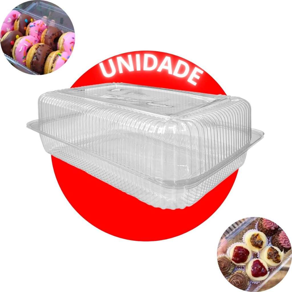 1 Unidade Embalagem Pote Plástica Bp10 Multiuso Alimento Salada Doce Pote Retangular