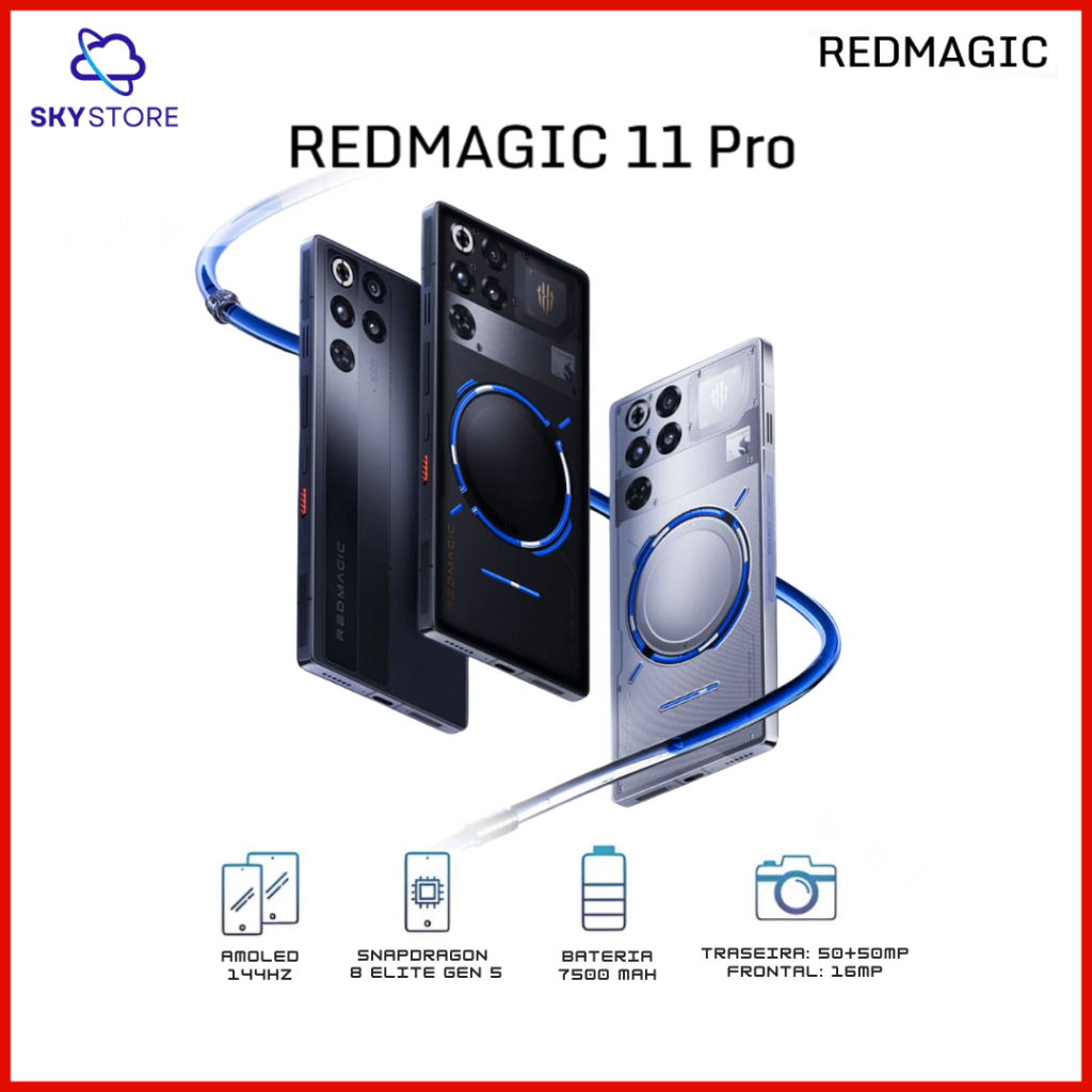 Redmagic 11 Pro 256GB-512GB-1TB Memória, 12GB-16GB-24GB RAM, Processador Snapdragon 8 Elite Gen 5, Bateria 7.500 mAh em Oferta na Shopee