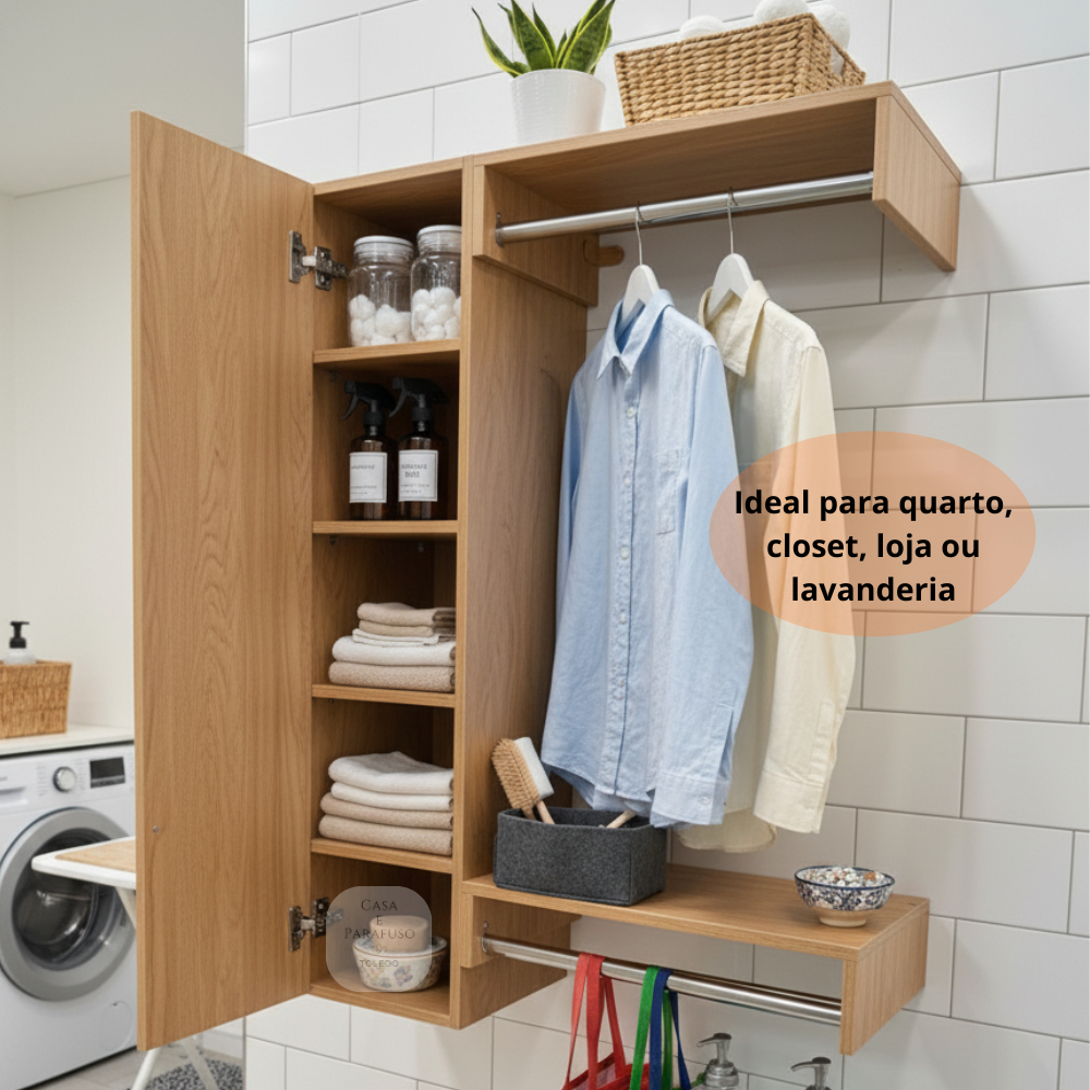 Nicho Suspenso Closet Arara Com Porta - Organizaçao para Seu Quarto ou Lavanderia --- 101 em Oferta na Shopee