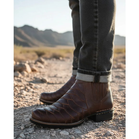 Bota Zebu Angico Pinhão 58040 C Escamada Bico Redondo