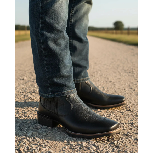 Bota Zebu Angico Preta 57050 A Bico Quadrado