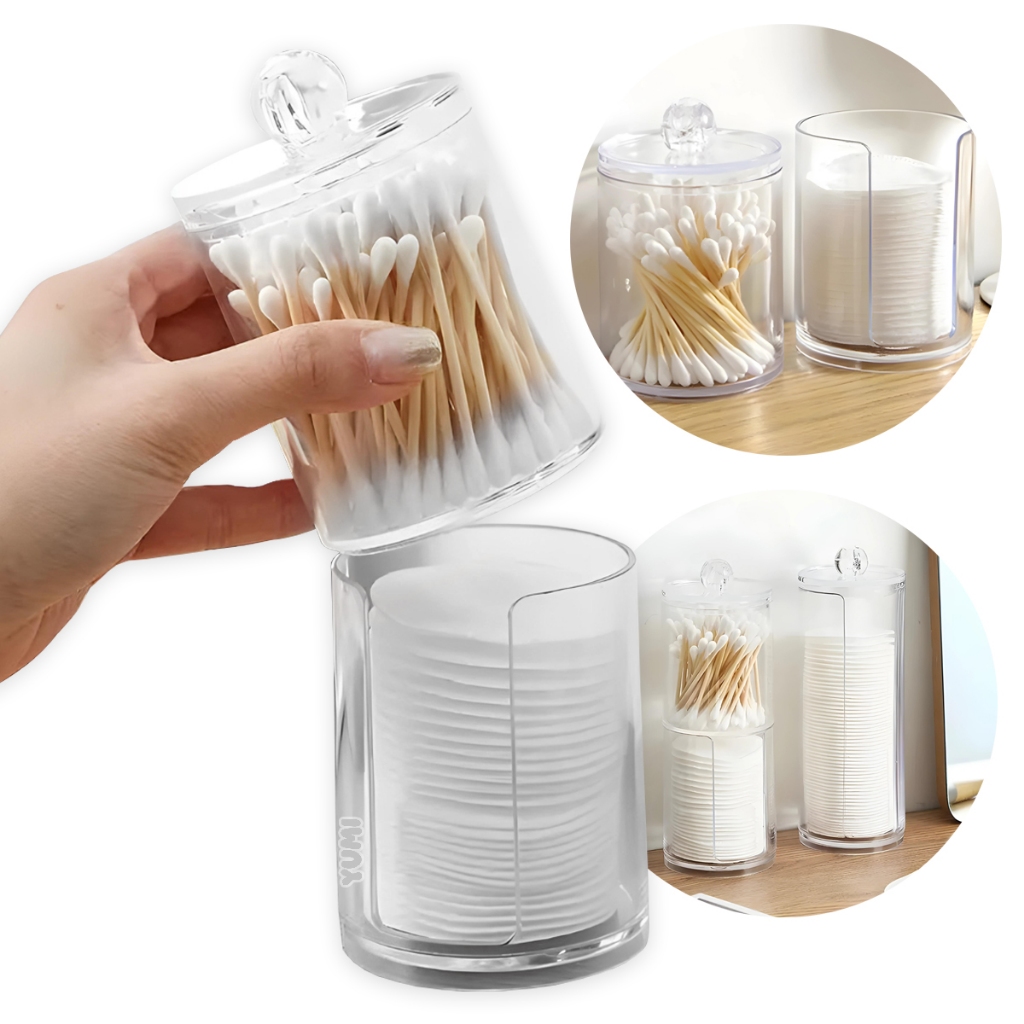 Organizador Porta Algodão E Cotonete 2 Em 1 100% Acrílico Higiene Banheiro em Oferta na Shopee