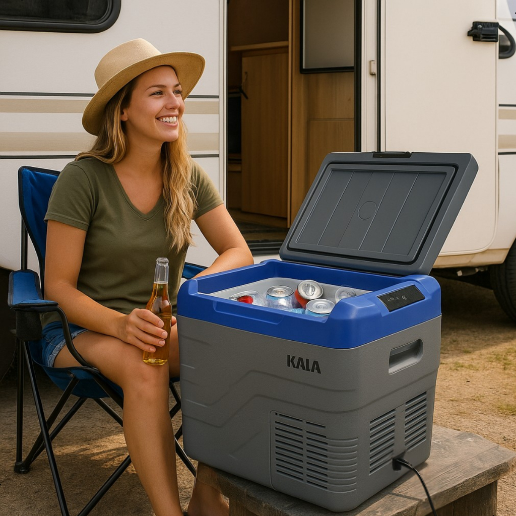 Geladeira Freezer Portatil Kala 40L Caminhoneiro, Camping, Pesca, Piscina com Cabo Automotivo