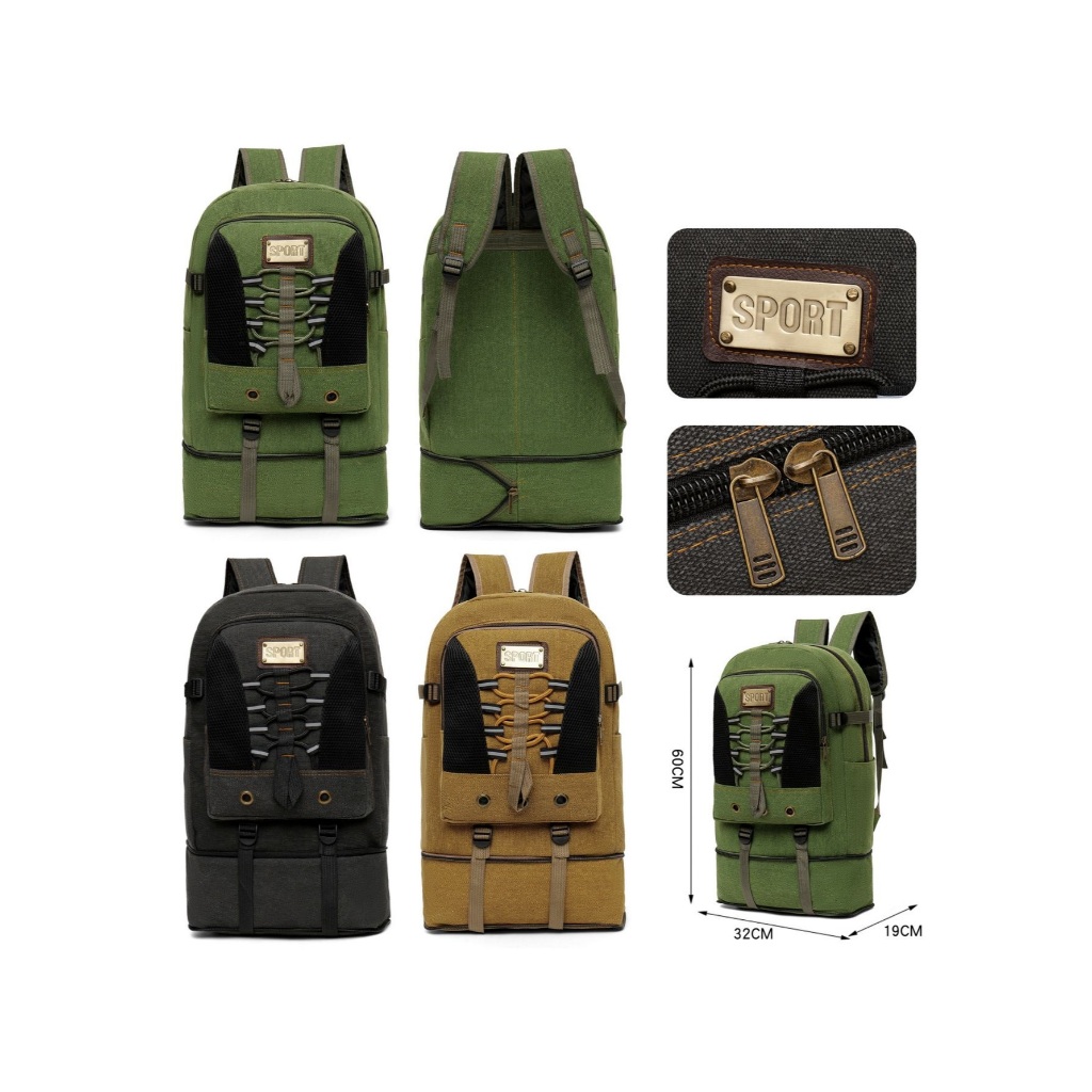 Mochila de lona masculina grande reforçada 50L qualidad resistênte RC-045#