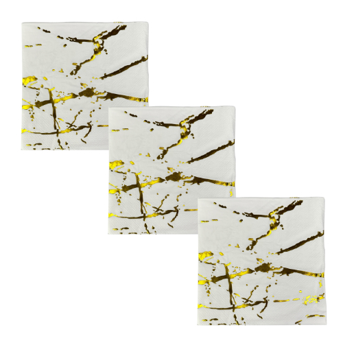 Guardanapo de Papel 20Un Dupla Camada Mármore Dourado Mesa Posta