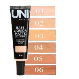 Base Liquida Matte a Prova Dagua Full Coverage - Uni Makeup em Oferta na Shopee