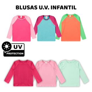 Kit Sortido 2 Blusas Menina Proteção Solar UV 50 Manga Longa Bebê Infantil Juvenil Feminina em Oferta na Shopee