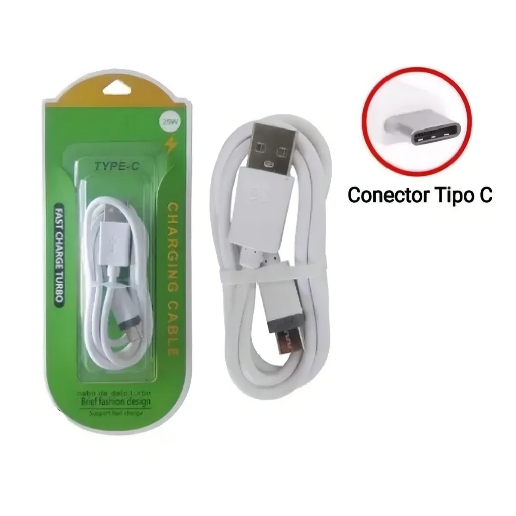 Cabo Tipo C/V8/iphone 25w turbo Carga Rapido.