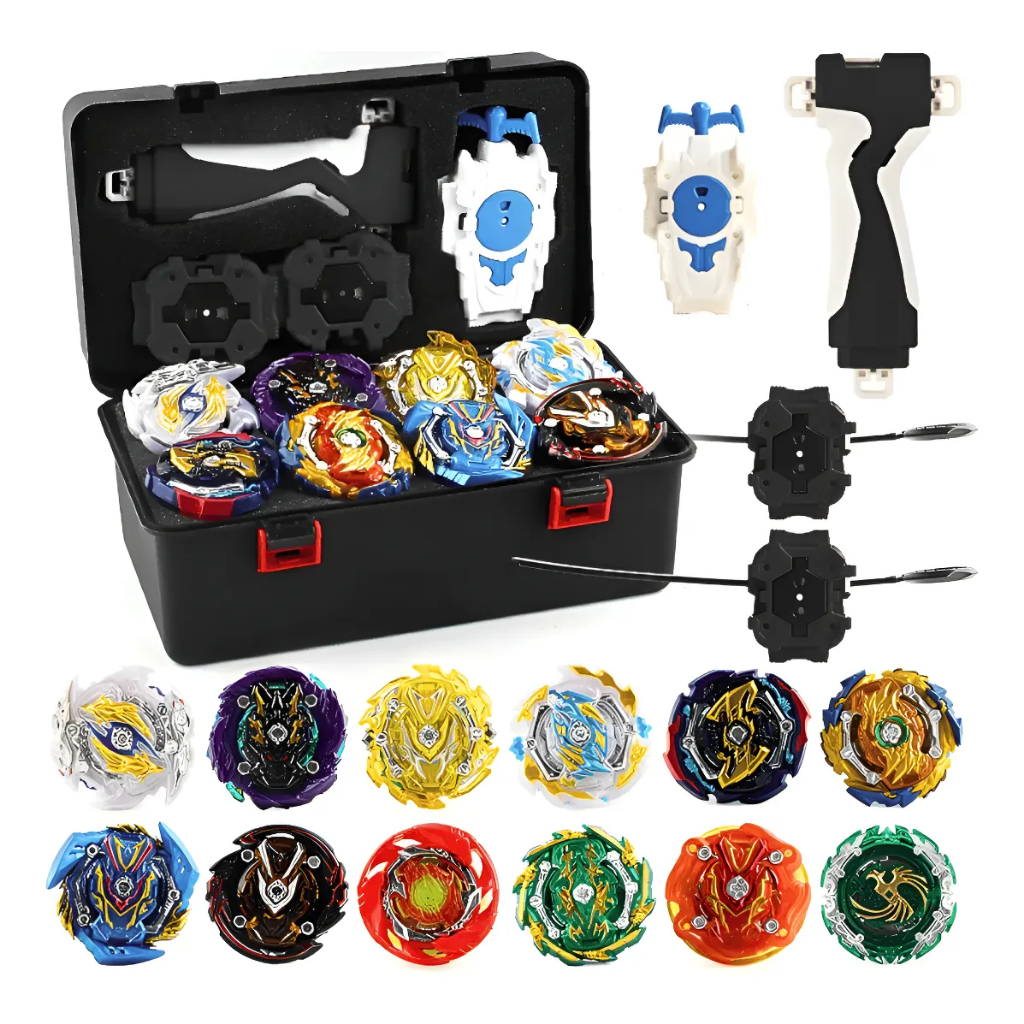 Kit Maleta C/8 Beyblades 3 Super Lançadores Grip - Toys Import J24402