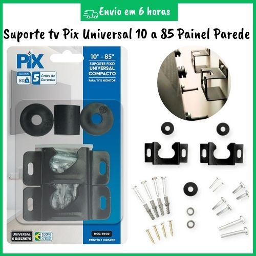 Suporte Para Tv Fixo Universal Led/Lcd 4k - Pix Plasma 10 a 85 Parede Painel Monitor