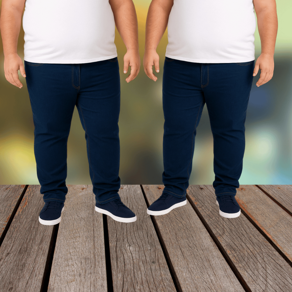 Calça Jeans Plus Size Masculina Trabalho Lycra Azul Escuro Preta 50 AO 70 em Oferta na Shopee