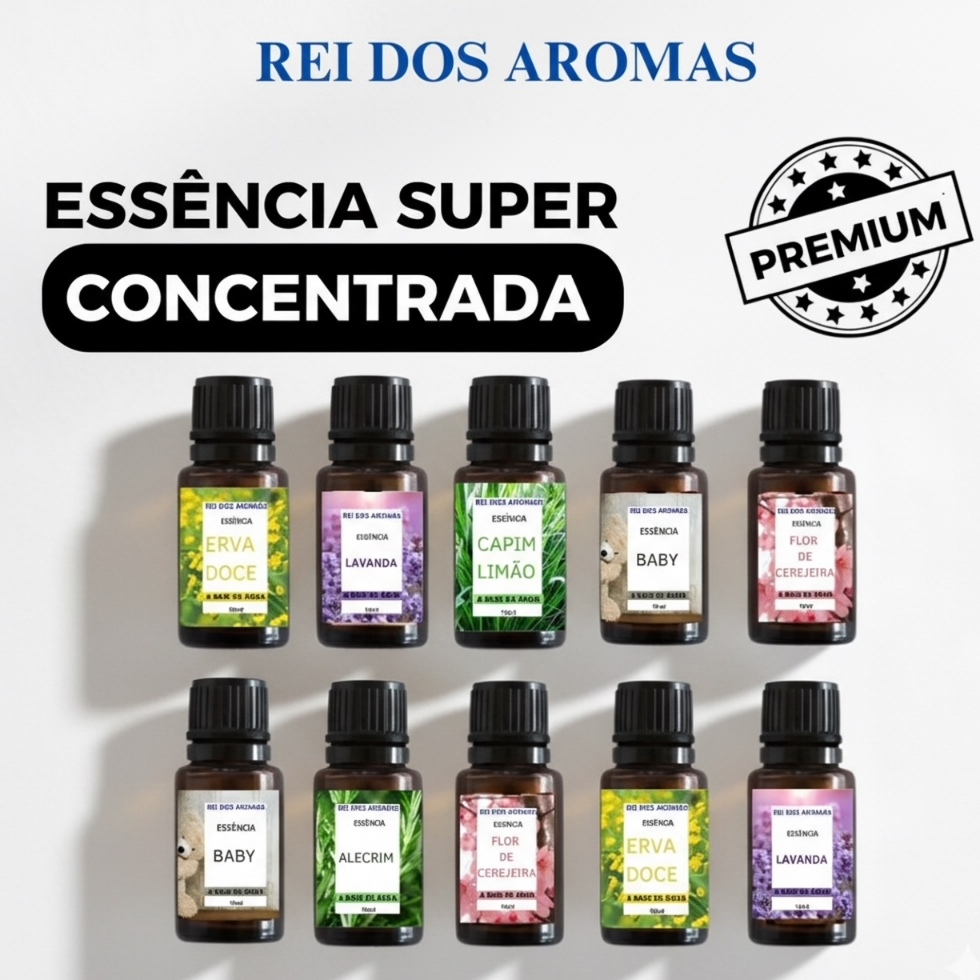 Kit c/5 Essências Aromáticas l Umidificador de Ambiente l Alta Fixação l Escolha seu Aroma 10ml