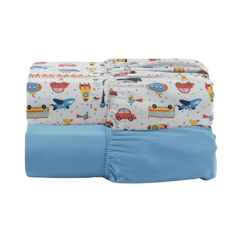 Kit 2 Lençol Berço Desmontável Portátil Chiqueirinho Estampado/Liso Elástico 400 Fios Menino em Oferta na Shopee