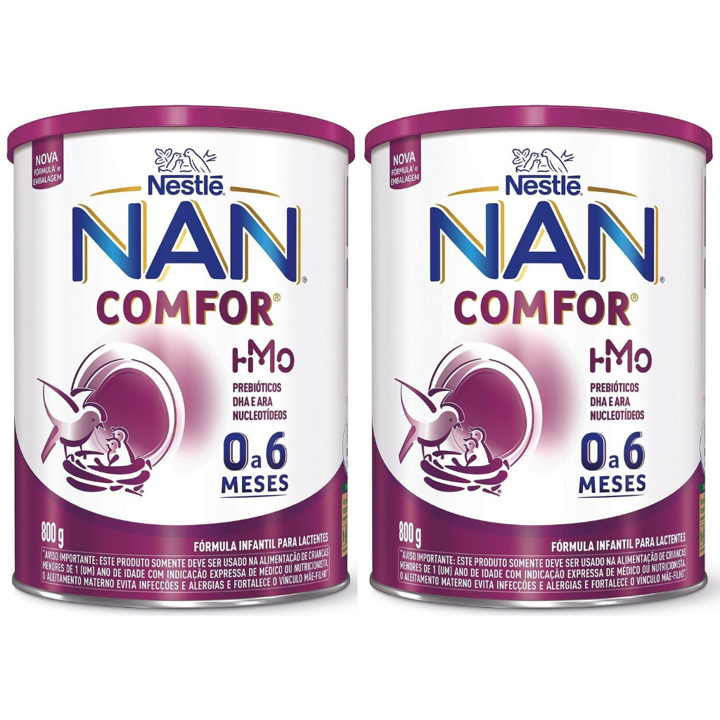 Kit 2 Latas NAN Comfor 800gr 0 a 6 Meses (ROXO)
