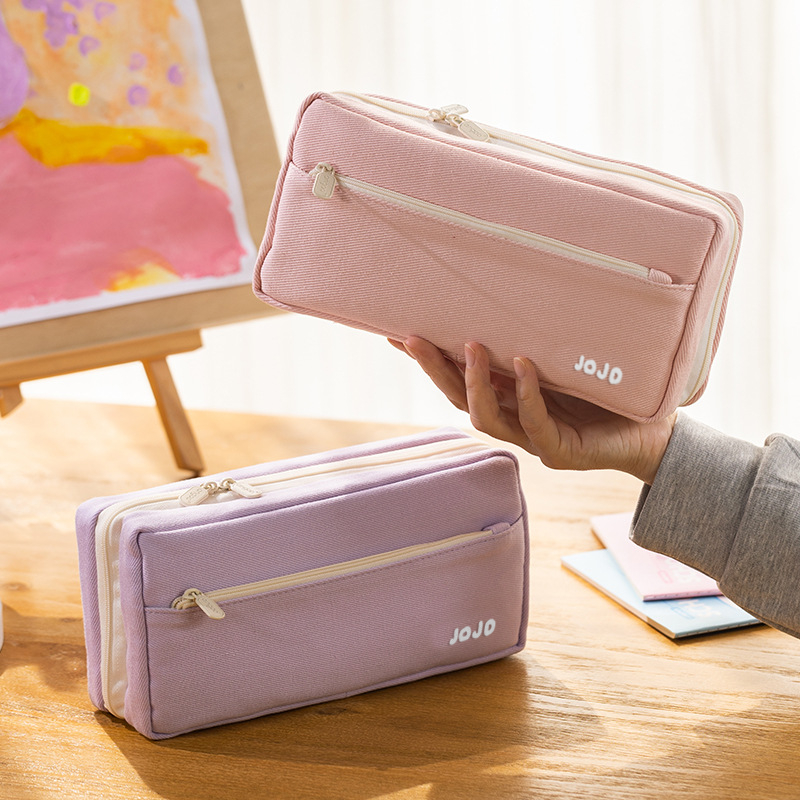 Estojo Escolar Grande JOJO Multiuso | Necessaire Organizada com 2 Zíperes em Oferta na Shopee