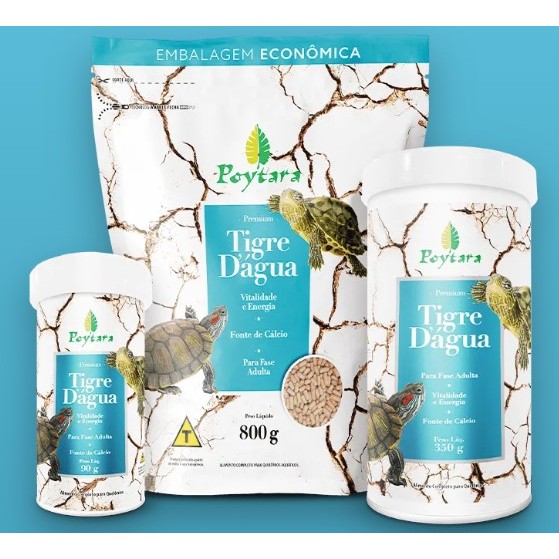 Kit Aquático – Ração Poytara Tigre D'água 90g Tartaruga Aquática  + Anticloro + Brinde Especial