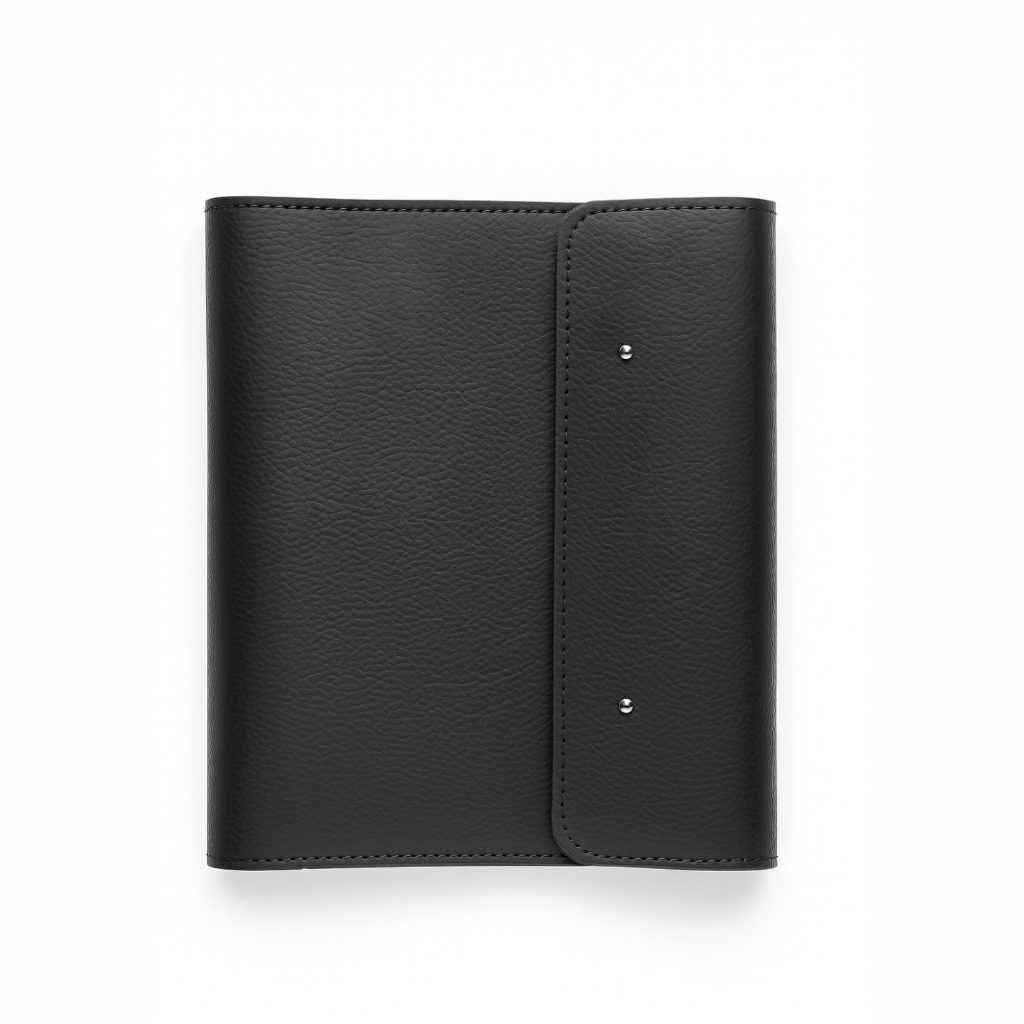 Capa para Caderno ou agenda em Couro Ecológico Preto
