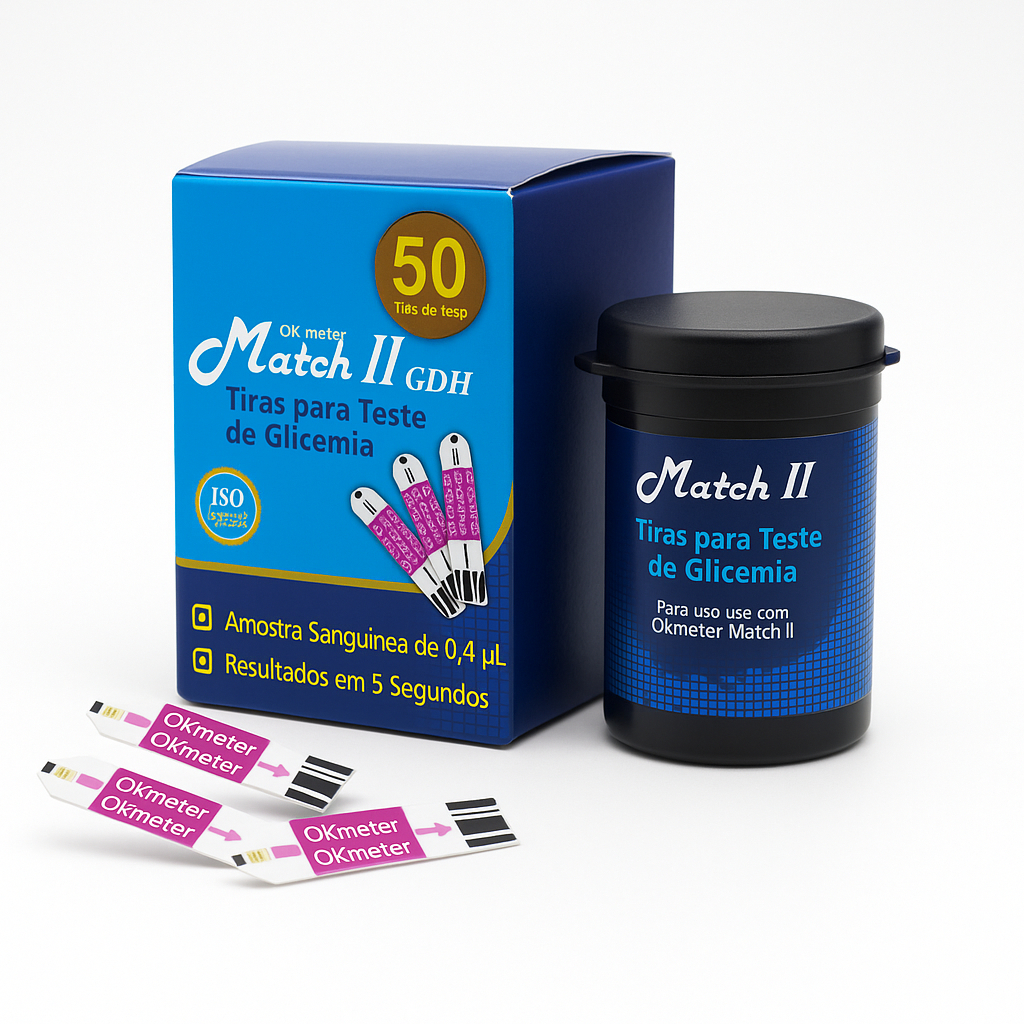 Fitas De Glicemia Match Ii 50 Unidades Okmeter - tiras reagentes match de glicemia