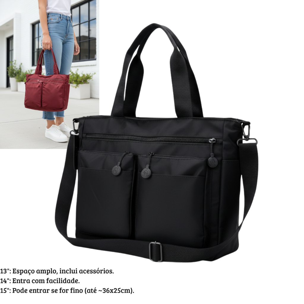 Bolsa Feminina Grande à Prova D'Água em Nylon, com Alça Transversal e Tiracolo Ajustável. Perfeita p em Oferta na Shopee