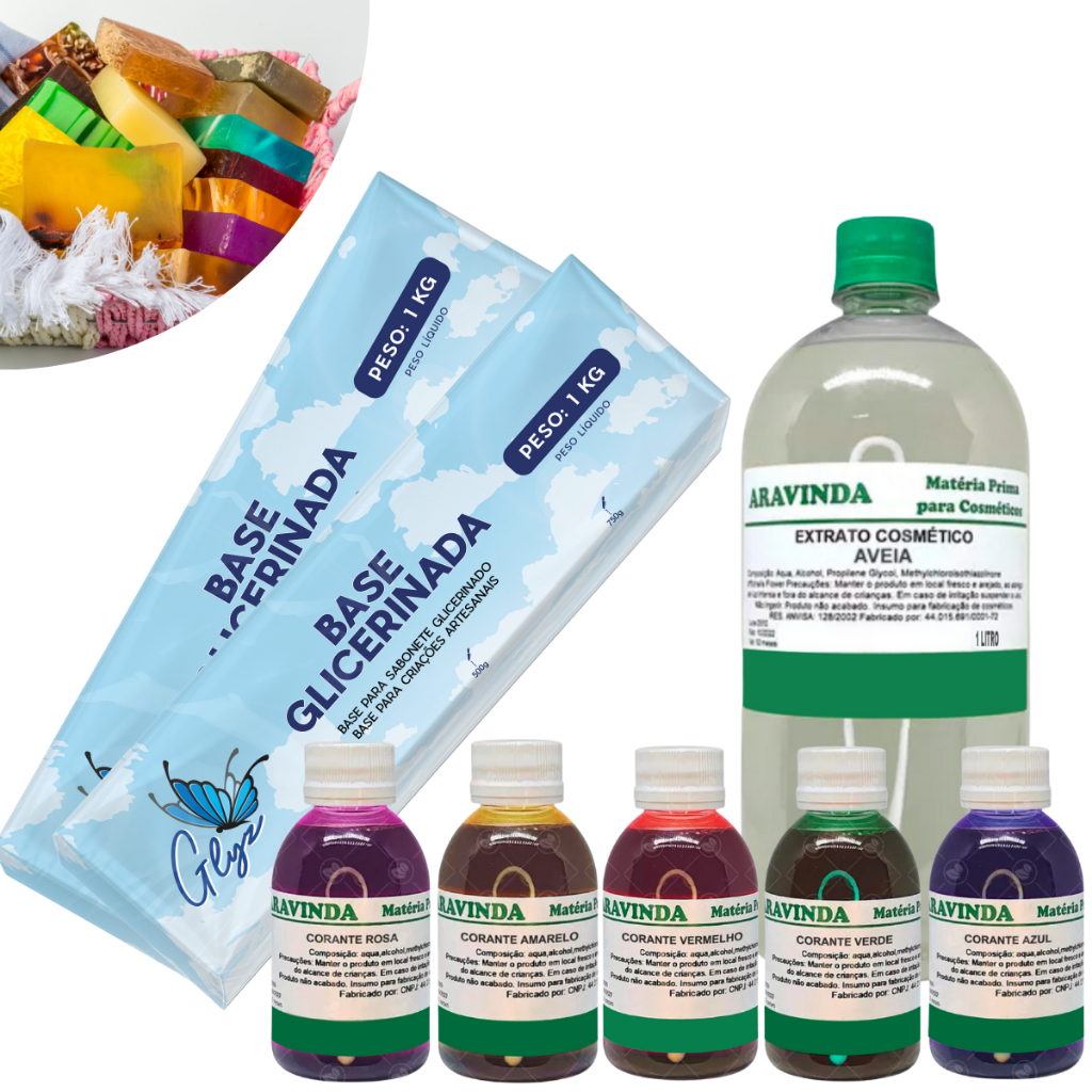Kit Artesão Completo: Base Glicerinada + Extrato + Corantes Sabonetes cremosos em Oferta na Shopee