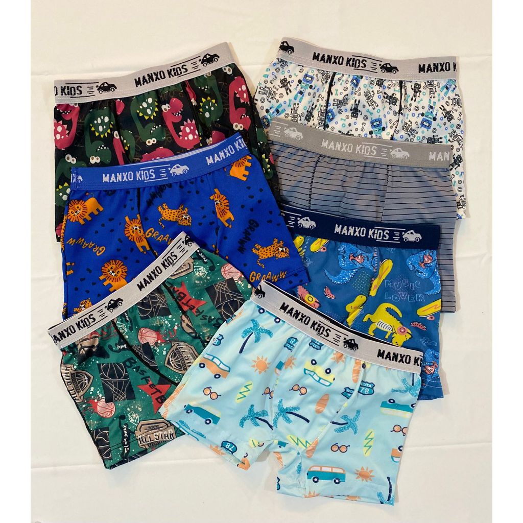 Kit cuecas box infantil com forro Microfibra e personagens criança estampas sortidas
