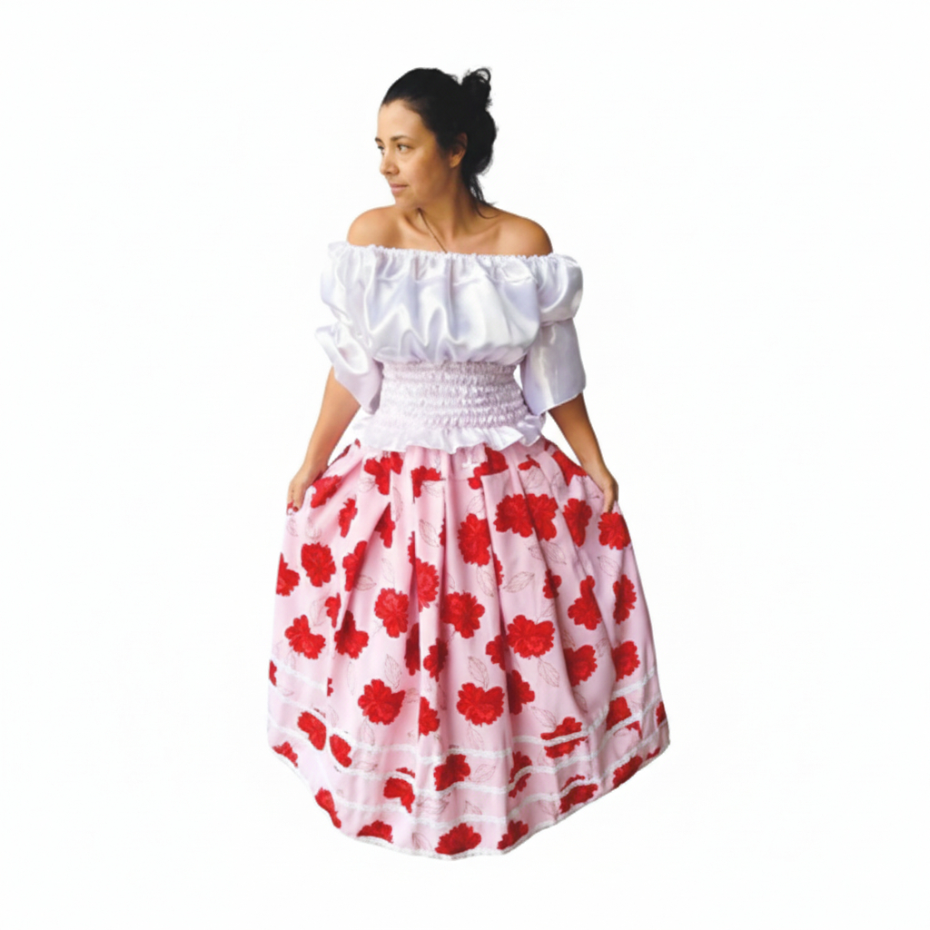 Saia Cigana Baiana Umbanda Candomblé Estampada Oxford Luxo Trabalhada Roupa de Umbanda Candomblé