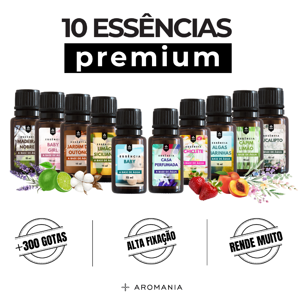 Super Kit 10 Essências Premium – Aromatizador, Difusor e Umidificador Aromania em Oferta na Shopee