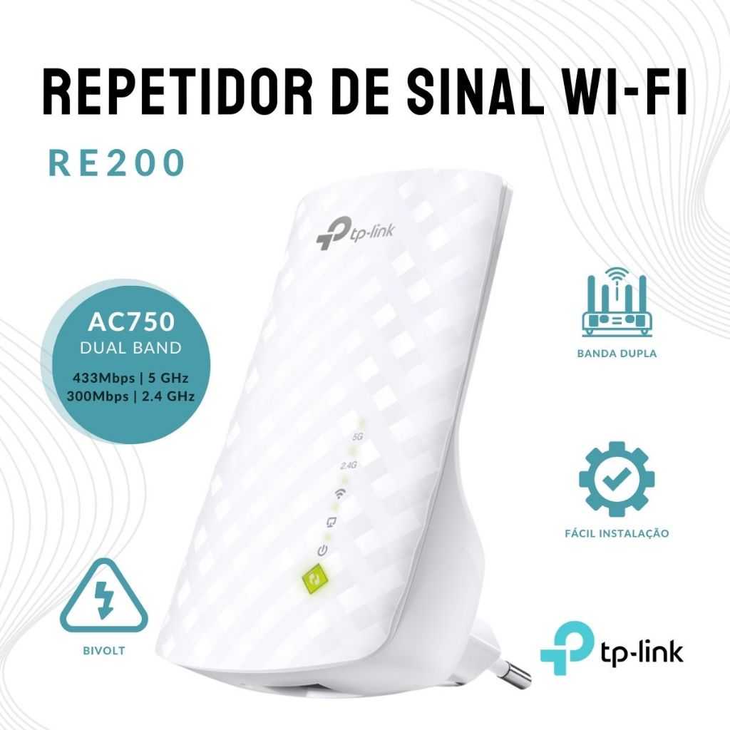 Repetidor Tp Link Re 200 Extensor de internet 750 Mbps Casa Grande Original C/ NF fácil configuração em Oferta na Shopee
