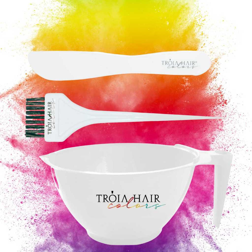 Kit Cumbuca + Pincel + Espatula + Copo Medidor Tróia Hair