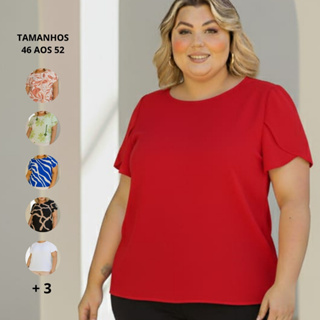 Blusa Feminina Soltinha Confortável Plus Size Manga Curta Verão em Oferta na Shopee