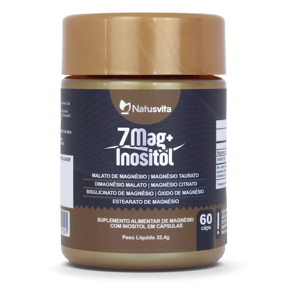 7 Magnésios + Inositol. Dimalato Taurato Citrato Bisglicinato Cápsulas