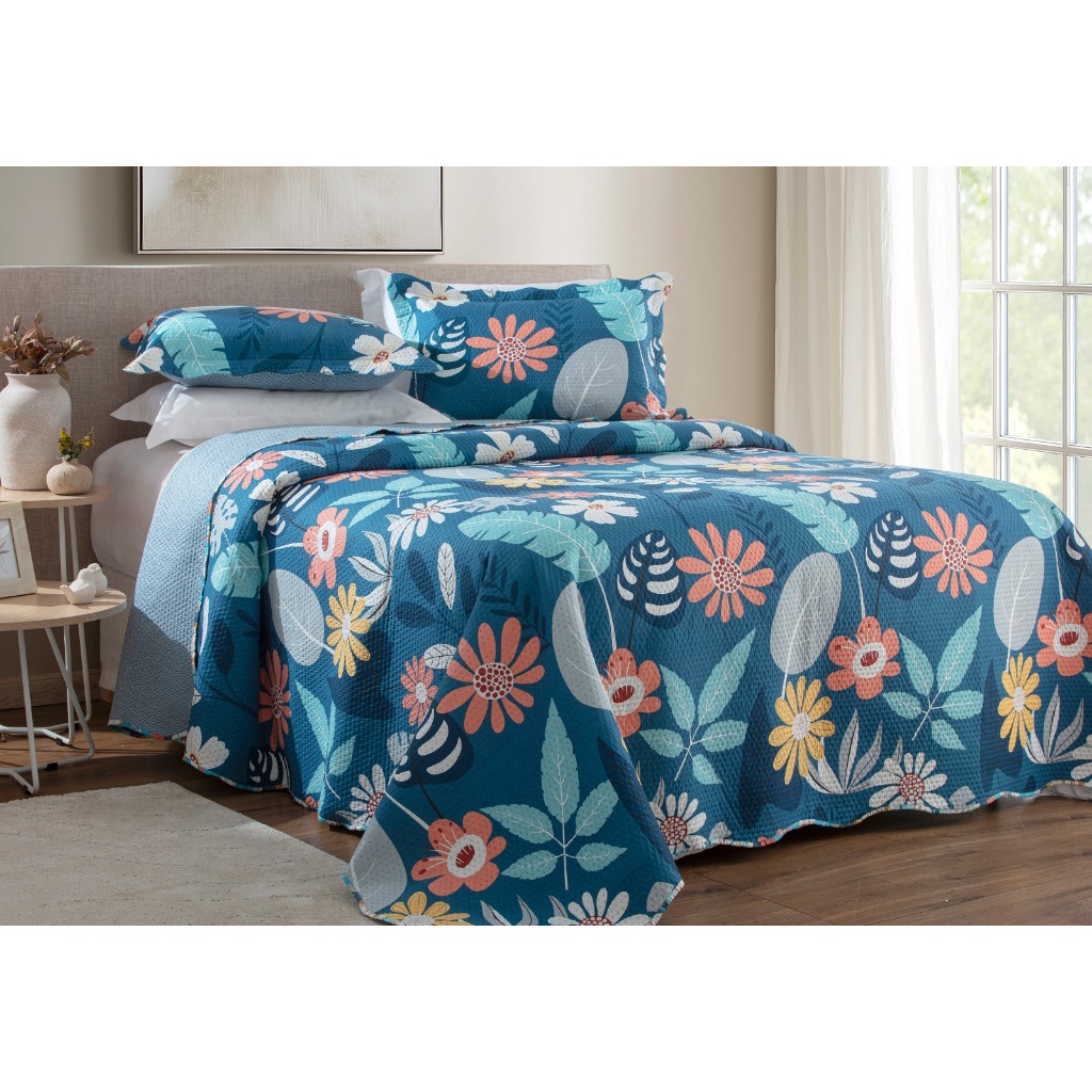 Kit Colcha Cobre Leito Com Porta Travesseiro Bouti 2 E 3 Peças Dupla Face Com Viés Tamanhos Solteiro Casal Queen King em Oferta na Shopee