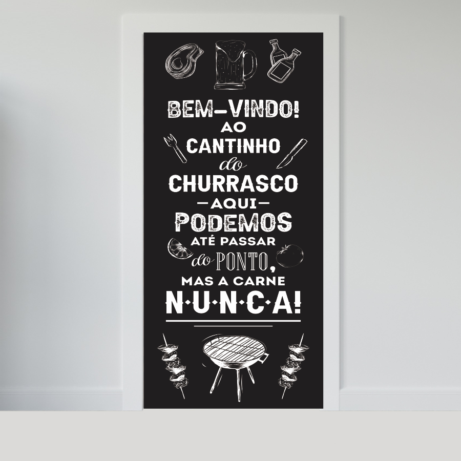 Adesivo Porta Madeira Vidro Decoração Revestimento Papel de Parede Envelopamento - CHURRASCO CDPX01