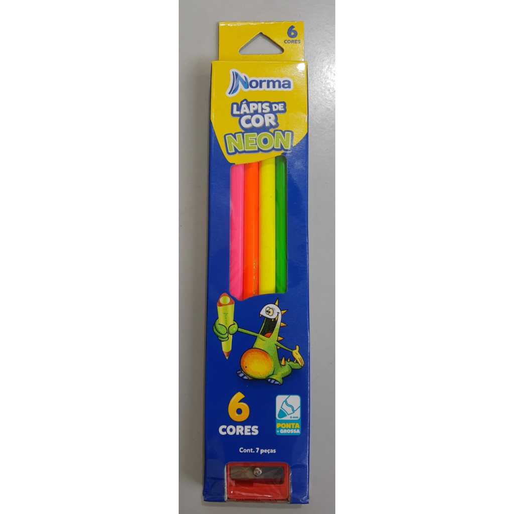 Lapis De Cor Neon C/6 Cores Triangular c/ Apontador Norma