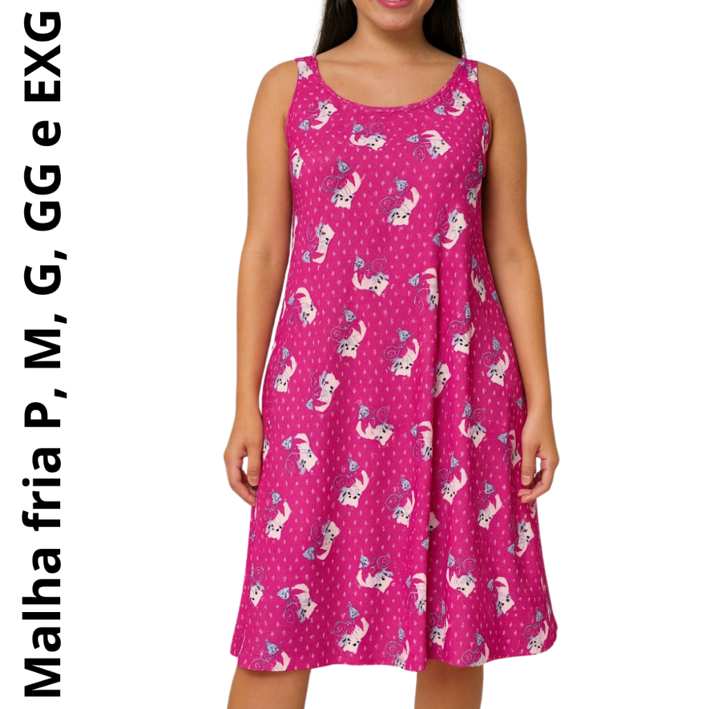CAMISOLA MALHA REGATA GRANDE SENHORA VESTIDO PIJAMA VERÃO CONFORTÁVEL LIGANETE em Oferta na Shopee