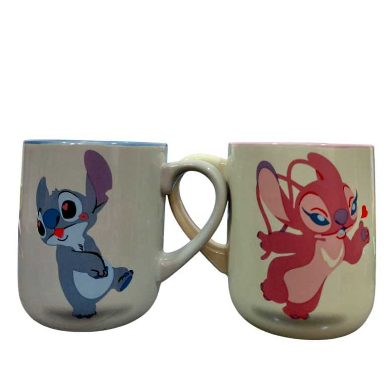 Kit 2 Canecas Namorados Stitch e Angel Disney Oficial Namorados 400ML