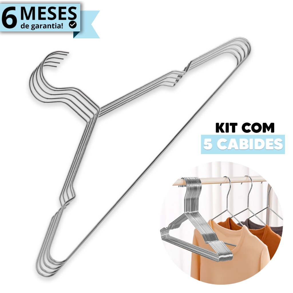 Kit Cabides Titureiro De Luxo Em Aço Inoxidável Cromado Executivo Reforçado Organizar Roupas Closet em Oferta na Shopee