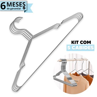 Kit Cabides Titureiro De Luxo Em Aço Inoxidável Cromado Executivo Reforçado Organizar Roupas Closet