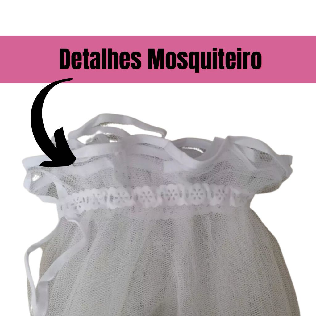 MOSQUITEIRO TULE PARA BERÇO AMERICANO COM VIÉS NA VOLTA TODA — imagem 2 de 2