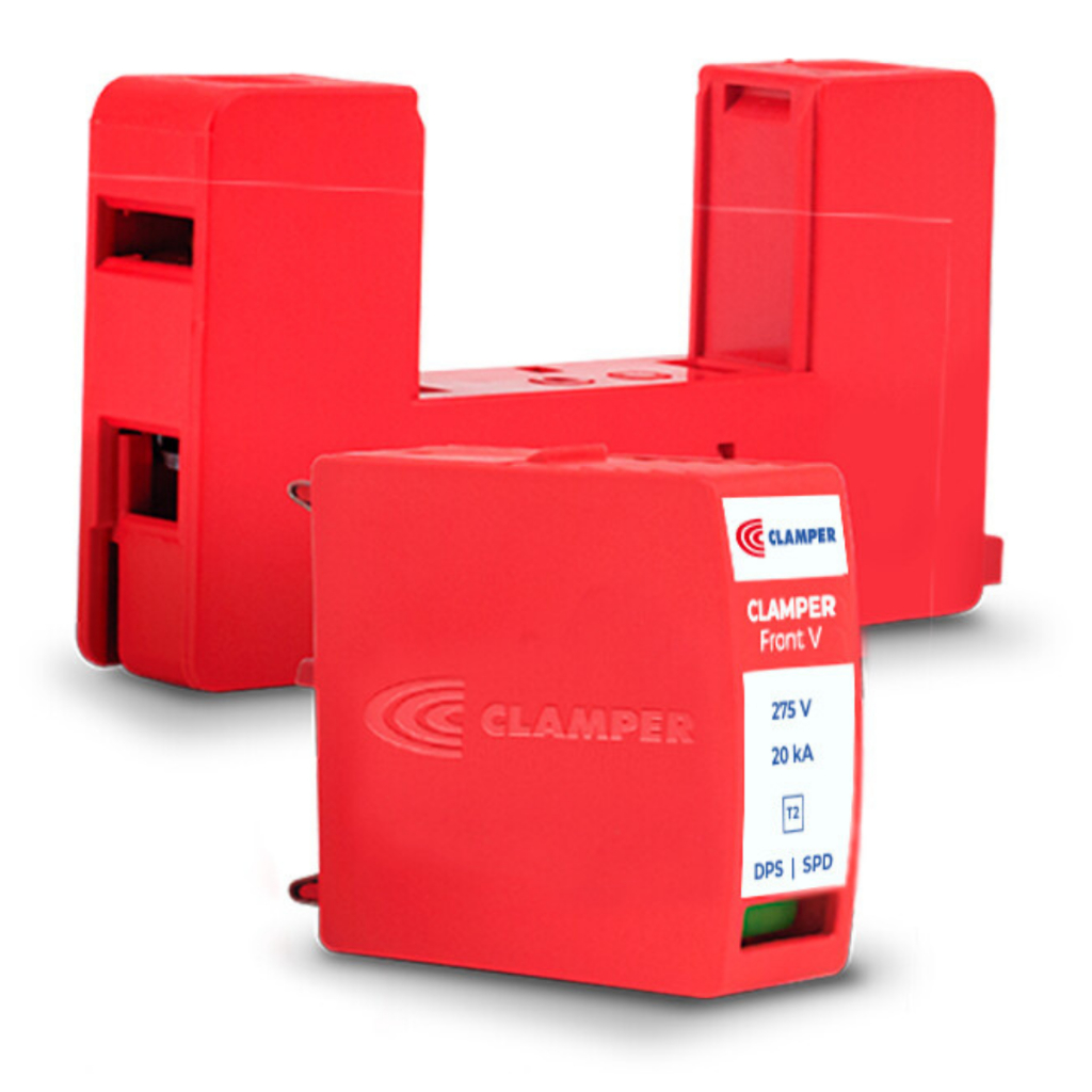 KIT 24 UN DISPOSITIVO DE PROTEÇÃO CONTRA RAIOS COM DPS FRONT V 275V 20KA VERMELHO — imagem 2 de 2