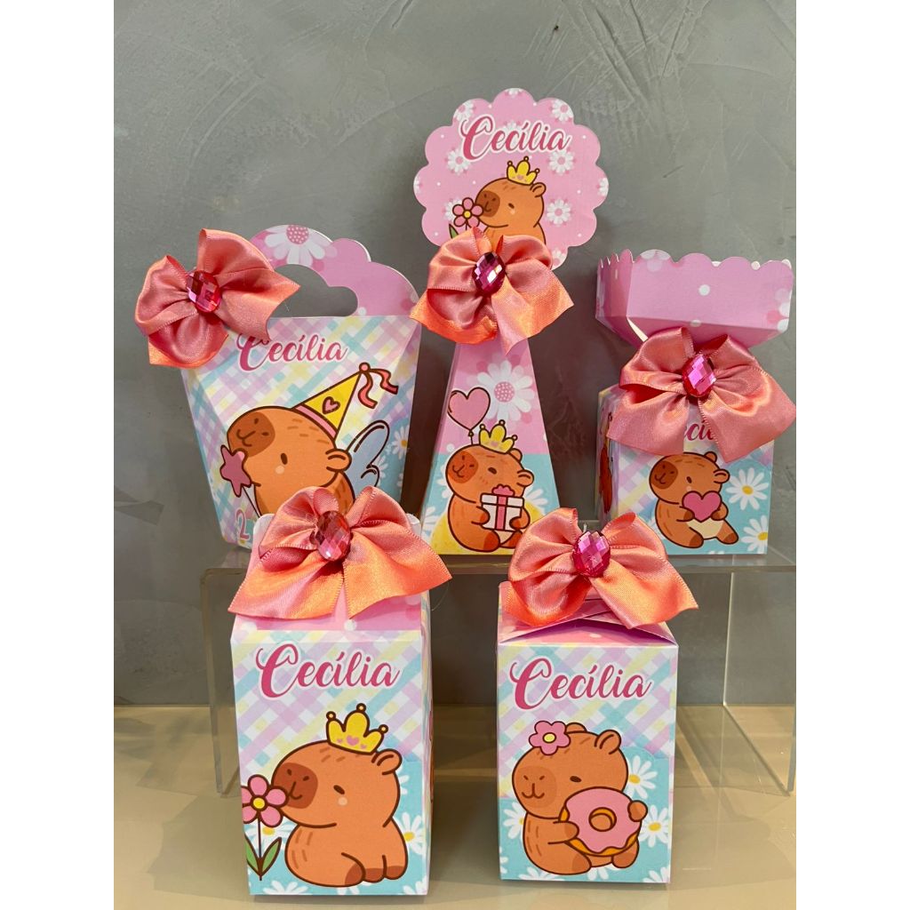 Kit Caixinhas Personalizados Capivara (não vai montada)