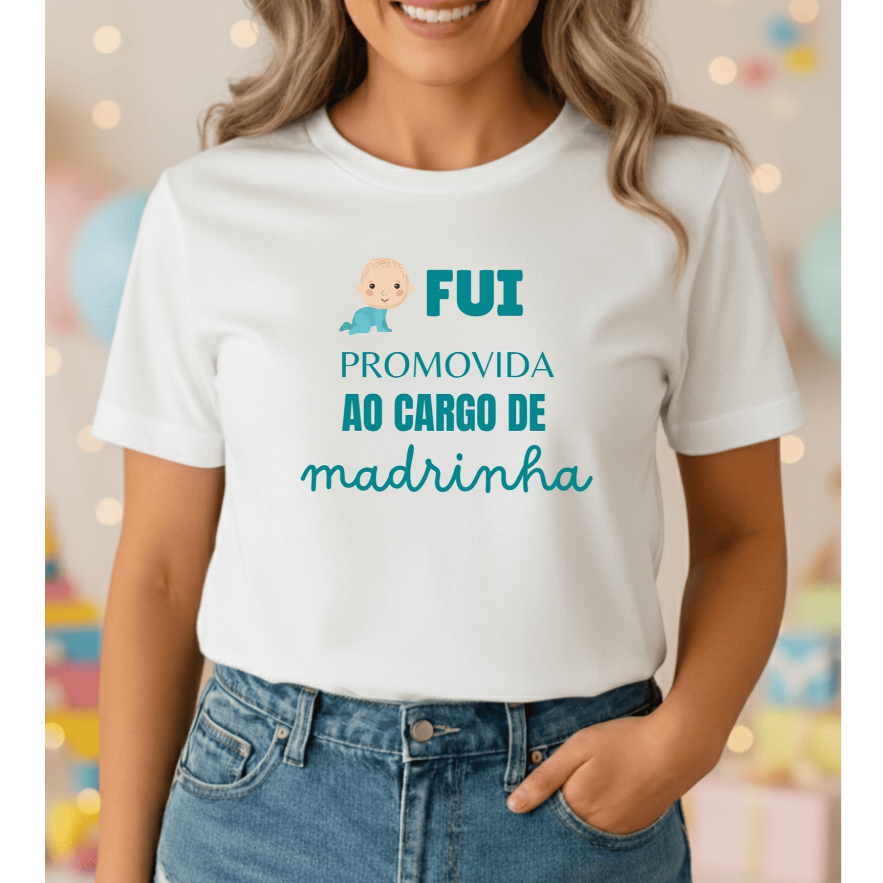 Camiseta Blusa Feminina T Shirt Madrinha Convite Dinda Frase Engraçada Grávida Chá Revelação