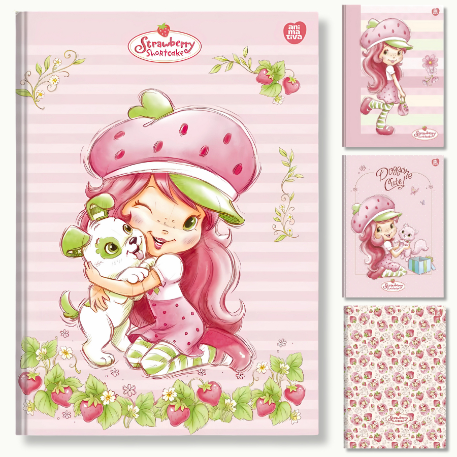 Caderno Colegial Costurado Capa Dura Moranguinho 160 folhas Strawberry Shortcake Morango Animativa em Oferta na Shopee