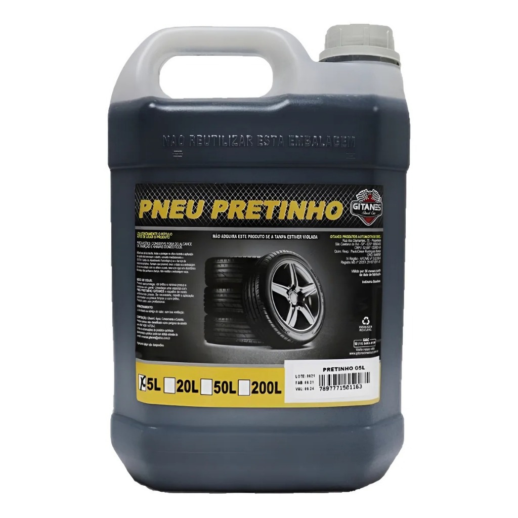 Pretinho Limpa Pneu Automotivo Gitanes 5 Litros - 500ml