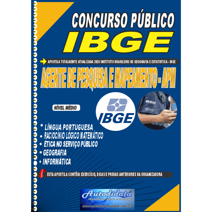 Imagem Apostila impressa concurso do IBGE 2025 – Agente de Pesquisa e Mapeamento