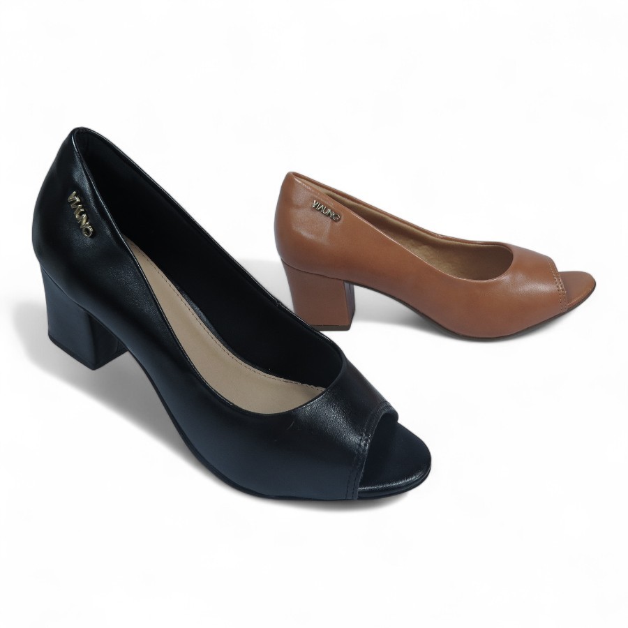 Salto Feminino Via Uno Peep Toe Confortável 455013 em Oferta na Shopee